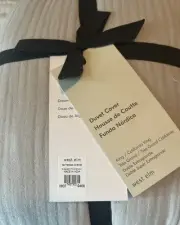 West Elm Dreamy Gauze Cotton King Duvet & 2/Stand Sham Set FROST GRAY NWT