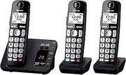 [Panasonic] KX-TGE823EB Digital Cordless Phone About 40 Minutes Answering Machine with Nuisance Call Block and Dedicated Key, Amplified Sound Triple Black