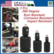 Impact Swivel Socket Set - 3Pcs 1/4" 3/8" 1/2" Drive Universal Joint Tool**