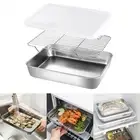 Stylish Stainless Steel Baking Pan Tray and Cooling Rack with Lid for Kitchen