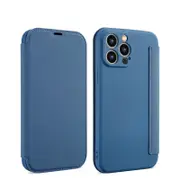 Luxury Liquid Silicone Flip Case For iPhone 12 ProWallet Card Holder Leather Cover - Blue For iPhone 12 Pro