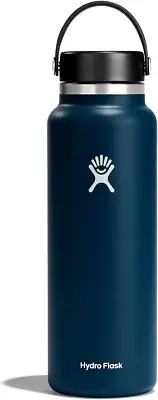 Hydro Flask Wide Mouth with Flex Cap - Insulated Water Bottle, Indigo, 40 Oz