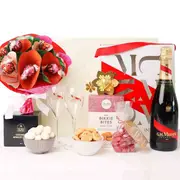 Luxury French Champagne & Lindt Chocolate Bouquet Gift Hamper - Large - Edible Blooms