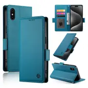 Wallet Case for IPhone X/Iphone XS,Slim Protective Shockproof Case With Card Holder,Premium PU Leather Kickstand-Blue