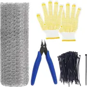 103Pcs Chicken Wire Kit, 13.7 X 236 Inch Chicken Wire Net Chicken Wire Fence Mes