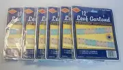 6 Beistle 12' Leaf Garland Art-Tissue Decoration Vintage 1989 Pink & Light Blue