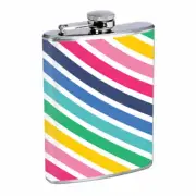 Rainbow Stripes Em1 Flask 8oz Stainless Steel Hip Drinking Whiskey