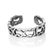 Loose Weave Design Toe Ring Genuine Solid Sterling Silver 925 Size Adjustable
