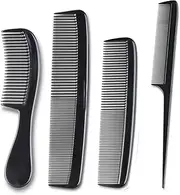 4 Piece Professional Comb Set Black - Fine Pro Tail Combs, Dresser Hair Comb Styling Comb - Premium Grade for Men and Women - Parting Teasing and Styling