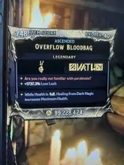 PS/XBOX/PC Tiny Tina's Wonderlands Modded Amulet “Better Bloodbag” 1737.3% LUCK