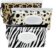VOONGOR Portable Wet Wipe Pouch, Reusable Refillable Travel Wipes Holder & Case, Lightweight Flushable Diaper Wipes Container for Baby (3 Pack)