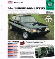 1979 / 1980 / 1981 TALBOT SUNBEAM LOTUS IMP Brochure