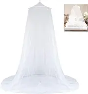 AUTOWT Mosquito Bed Net, Fully-Enclosed Dome Mesh Net Universal for Single Double Bed, Quick Easy Install Hanging Bed Canopy Domestic Outdoor Camping Travel White Curtain Protection for Adult Kid Baby