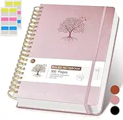 Lined Spiral Notebook Journal 8.5"×11", 300 Pages Hardcover Leather Journals for Women Men, A4 Large College Ruled Notebooks, 100 GSM Thick Paper, Spiral Bound Journaling for Writing Work School,Pink