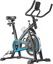 Indoor Cycling Bike Trainer with Comfortable Seat Cushion, Exercise Bike Stationary Bike with LCD Monitor and Cup Holder, for Home Workout