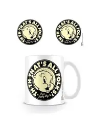 Looney Tunes Porky Pig That's All Folks! Character Coffee Mug Cup