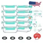 Premium Borosilicate Glass Meal Prep Containers - 10 Pack, Dishwasher Safe Green
