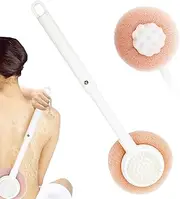 Back Scrubber for Shower, Long Handle Telescopic Back Brush, Bath Mesh Sponge with Bristles,Double-Sided Availability.MInovel