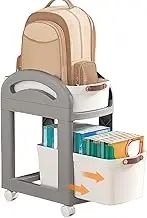 Under Desk Storage Cart, 2-Tier Trolley Cart With Wheels,15.75x10.04x18.74 Inches, Multi-Functional Textbook Storage Trolley For Workplace, Bedroom, Classroom, 2-Tier Wheels