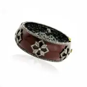 Wedding Enamel Bangle, Natural Rosecut Diamond 925 Sterling Silver Jewelry