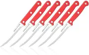 Ginsu Kiso Dishwasher Safe Red 6 Piece Steak Knife Set, 3" W x 11.25" x 1.5