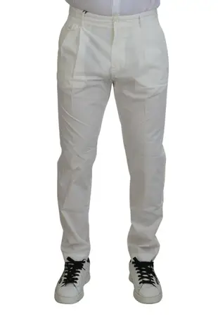 Dolce & Gabbana White Cotton Skinny Chino Pants