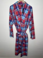 Polo Ralph Lauren Mens Red Multicolor Plaid Sleepwear Robe Small / Medium NWT L4