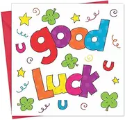 Twizler Good Luck Card for Any Good Luck Occasion - Four Leaf Clover and Lucky Horseshoes Design