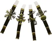 HEALSOPTHY 4Pcs Iron Christmas Stocking Hooks Easy Install Mantel Hangers for Holiday Decor Versatile for Xmas Stockings Handbags Suitable for Fireplaces and Tables