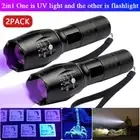 2 UV LED lights Black light 395nm detection light Flashlight without battery