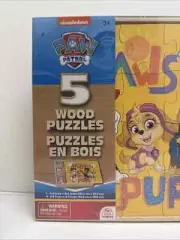 Paw Patrol Set Of 5 Wood Puzzles In Wooden Storage Box