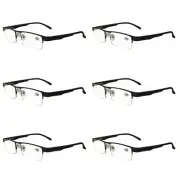 6 Pairs Mens Metal Black Frame Rectangular Reading Glasses Spring Hinge Readers