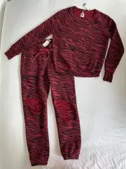 $475 NWT NSF Red Zebra Stripe Set Distressed Sweatshirt + Jogger Pants RARE! XS