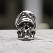Unique Snake & Skull Silver Ring - Handmade 925 Sterling Silver Gothic Biker