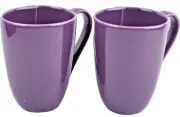 DIANE VON FURSTENBERG DVF Pebblestone Eggplant Tea Coffee Mug Set/2 New