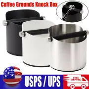 Coffee Grounds Knock Box W/Knock Bar Espresso Dump Bin Anti-slip Stainless Steel