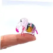 Elephant Tiny Micro Figurines Hand Blown Glass Art Animals Multi-pink