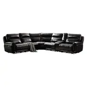 NNEDSZ Seater Corner Sofa with Genuine Leather Black Armless Recliners Straight Console Lounge Set for Living Room