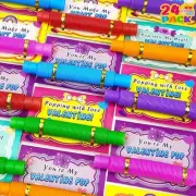 Valentines Day Gifts Cards for Toddlers Classroom Pop Tubes Fidget Toys 24 Pack