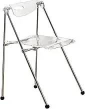SHANGDAOYU Transparent Acrylic Folding Chair with Stabilising Pressure Bar Legs, 150 kg Capacity, Commercial Stackable Foldable Seat, for Indoor Dining Office Outdoor Event Wedding Party (Pack of 4)