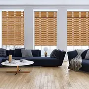 THY COLLECTIBLES Cordless Bamboo Roman Window Blind Sun Shade, Light Filtering Roman Shades with 8" Valance (Camel, W24 X L64)