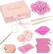 Cuckoo Eyelash Extension Supplies, Professional Lash Extension Kit for Eyelash Graft, Include Mini Fan Lash Dryer, 2 pcs Straight and Curved Tweezers, Large Lash Mirror