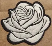 White Rose embroidered Iron on patch