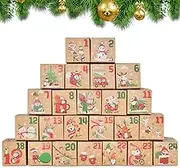 Advent Calendar Box 2024 24 Days Countdown Empty Advent Calendar to Fill Yourself, 24PCS 3 inch Kraft Paper Advent Calendar 2024 for Xmas Party Gift Supply