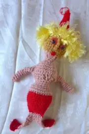 handmade crocheted doll unique pattern hanger colorefull wool hanger from artist