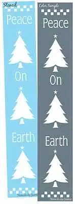 Joanie 5x24" Stencil Peace Earth Christmas Pine Tree Star Cabin Holiday Art Sign