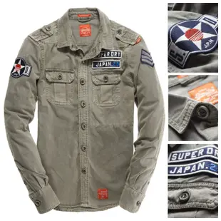 英國 極度乾燥 Superdry DELTA shirt 重磅 外套 襯衫 軍綠 臂章 軍裝 復古 現貨M A&F 合身版型