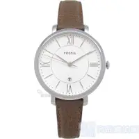 在飛比找蝦皮購物優惠-FOSSIL ES3708手錶 日期 銀框 銀白面 咖啡色皮