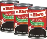 El Ebro Black Bean Soup Cuban style, 15 oz (Pack of 3) ready to eat