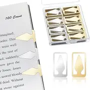 Book Line Markers 100 Count Tin Mixed Metals Bookmarkers Book Page Markers Arrow Bookmarks Gold Silver Book Marker Clip for Reading Teachers Students Book Lovers Men School Work